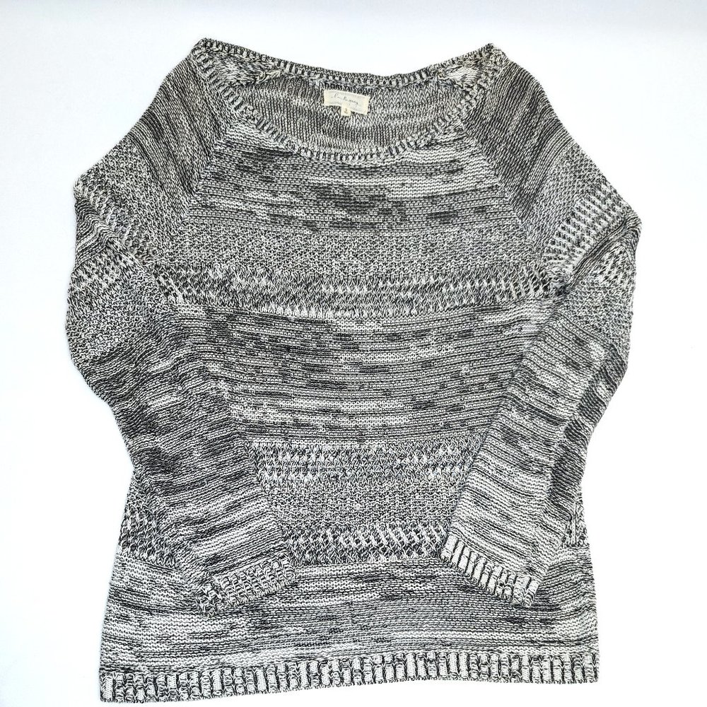Lou & Grey Textured Knit Grey Long Sleeve Round Neck Sweater Size Women's Small